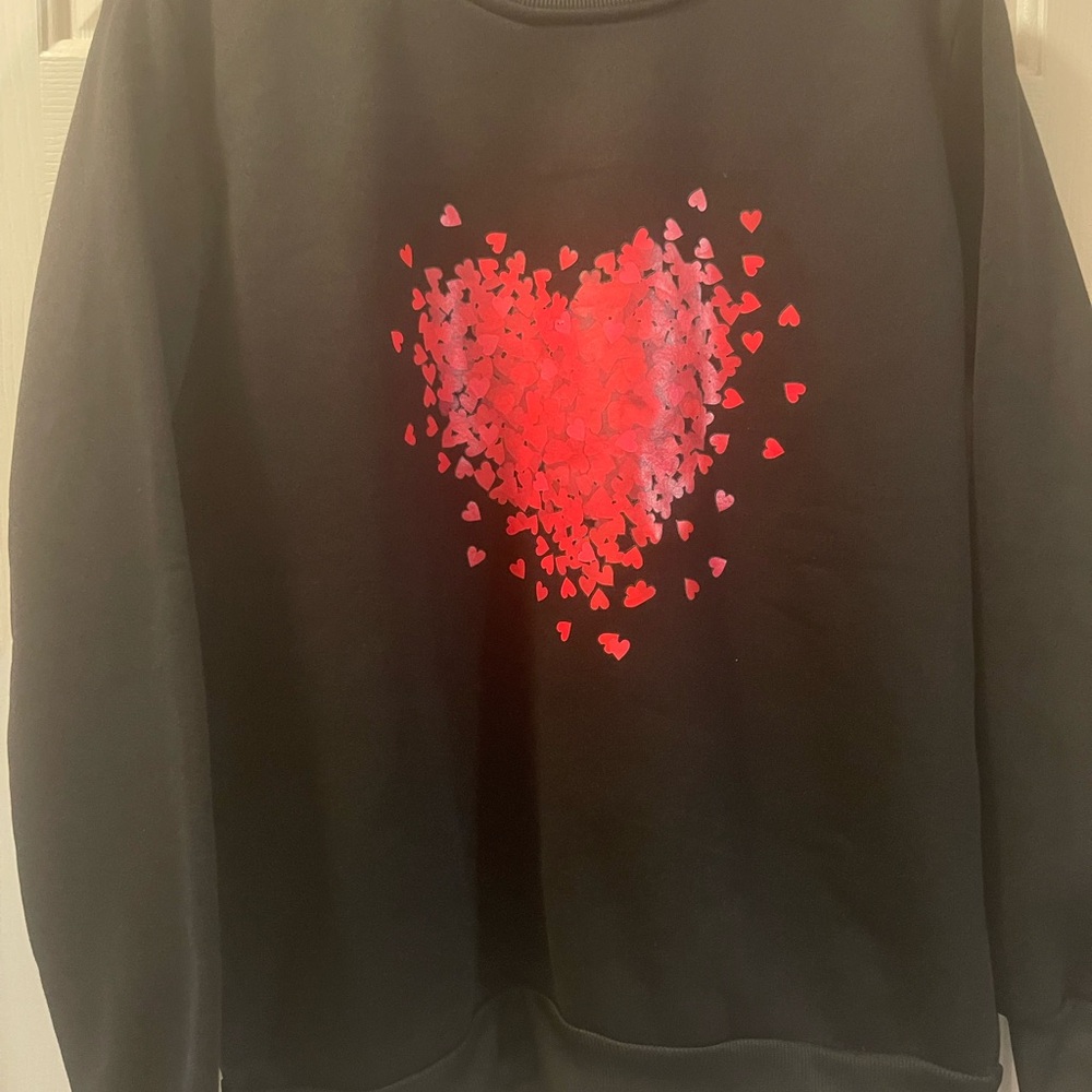 Black Sweatshirt with Red Heart Design - Picture 8 of 9